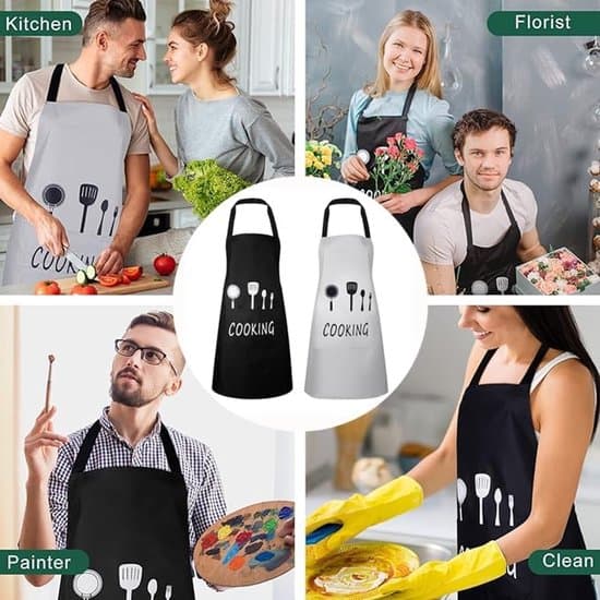 2-pack Unisex Vattentäta Köksförkläden, Justerbart Kock- och Grillförkläde