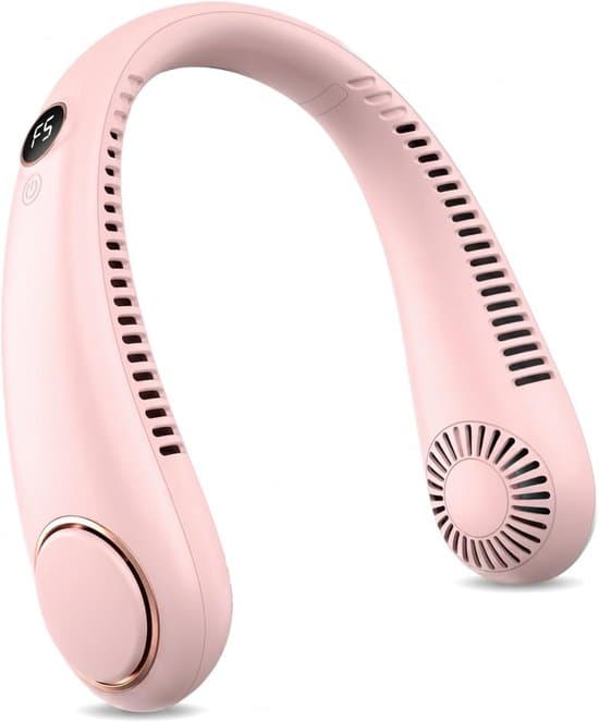 Bærbar USB Bladeless Lydløs Halsventilator med 360° Luftstrøm, Pink.