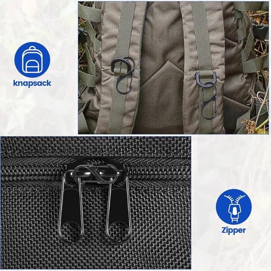 100 stk. 32 mm mini S-formede metalkarabiner med dobbeltfjedre (sort)