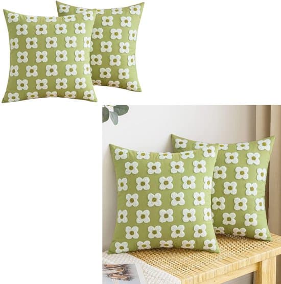 2-pack - Prydnadskudde, Dekorativt örngott, Lämplig för bäddsoffa Vardagsrum Sovrum, Grön 45X45cm