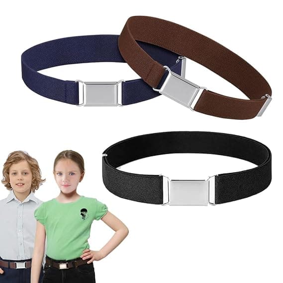 3-pack justerbara elastiska midjebälten för barn med praktiskt spänne