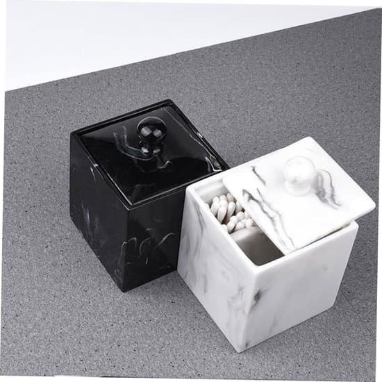 2 st marmorerad bomullspinnebox Modern förvaringsbox för smink Bomullspinnehållare Organizerburk