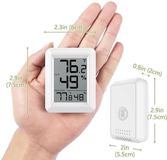 Digital inomhus-/utomhustermohygrometer, trådlös med utomhussensor, vit, batteri ingår ej