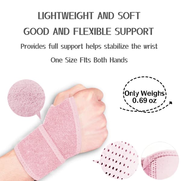 Karpaltunnelsyndrom handledsstöd, handledsstöd, handledsskena, handskydd, rosa, 2-pack