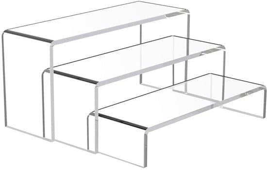 Akryldisplayställ - tre lager - transparent