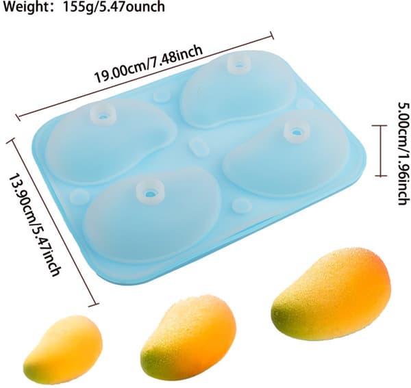 3D Mango Silikonformset - 4 Bakformar - 6 Minifunnlar