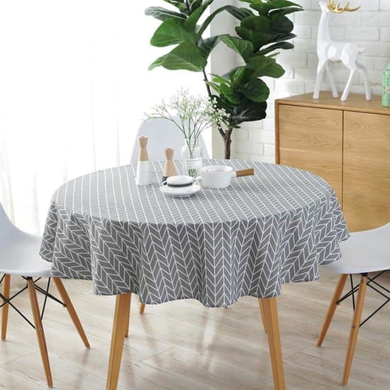 Rund bordsduk i polyester-bomullsblandning (150 cm, grå)