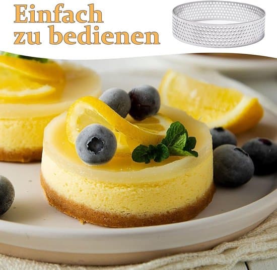 Mousse Tærteforme - 12-pak 6 cm perforerede ringe i rustfrit stål til bagning - 6 cm