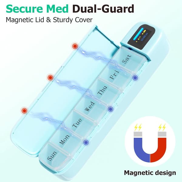 Smart pillerlåda med väckarklocka, Bluetooth-appkompatibel, grön