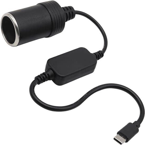 Bil cigarettænderadapter - USB-C til bil cigarettænderadapter - 12V - Sort - USB boostkabel 5V til 12V cigarettænder hun