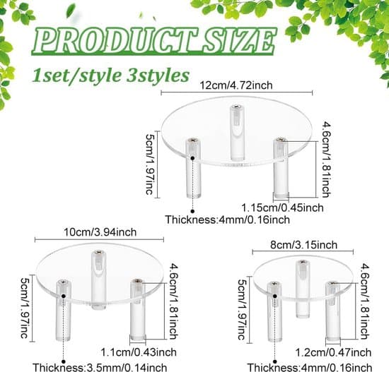 Rundt akryl displaystativ - Tre-delt sæt - Transparent