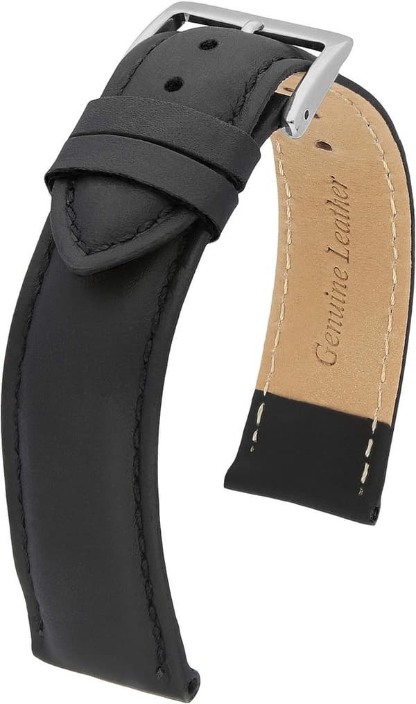 Aito lehmännahkaranneke, sileä musta, 20mm