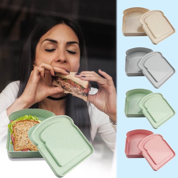 Bärbar rostad smörgåslåda (2-pack) - Grå