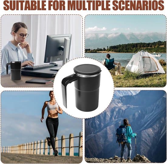 380 ml sort selvomrørende magnetisk kaffekrus med temperaturdisplay