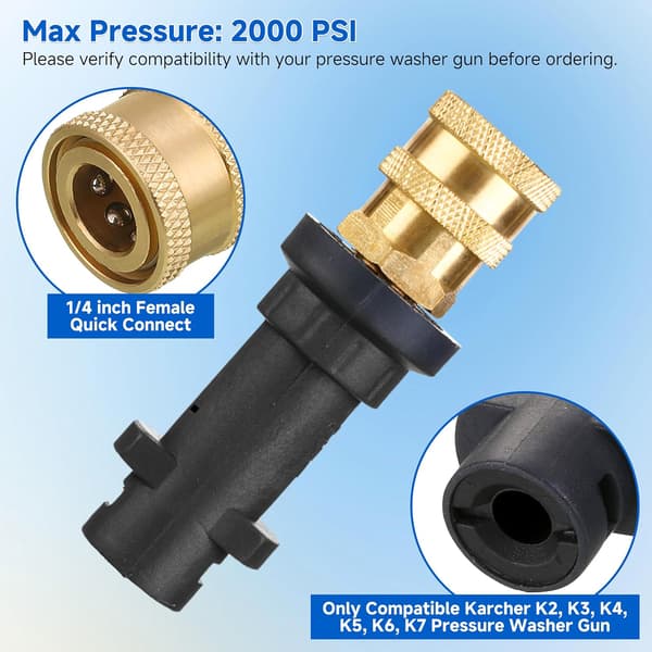 Højtryksrenser Quick Adapter Kärcher K2 K7 5 Dyser 1/4 Tomme Fitting