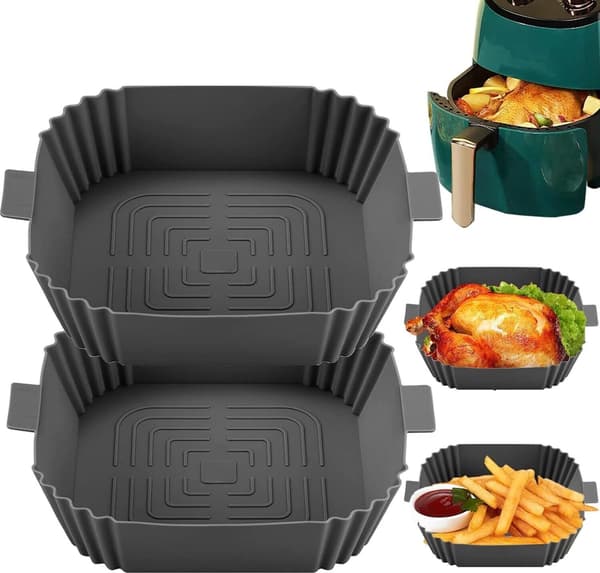 Silikone bageforme til airfryere - Bagepapirforme, silikoneforme, airfryer tilbehør, silikone bageforme (grå)