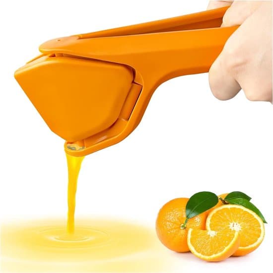 Spakdriven Premium Citron- och Citruspress i Rostfritt Stål - Orange
