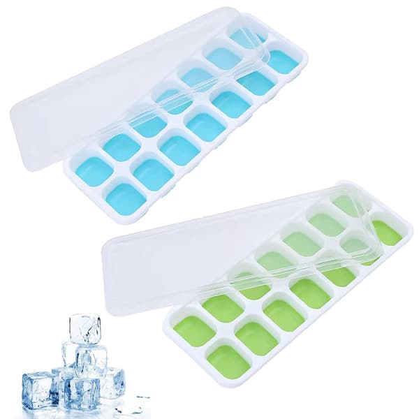 Isbitsformar, isbitsbrickor, 2-pack silikonisbitsbrickor, silikonisbitsbrickor med lock, silikonisbitsbrickor