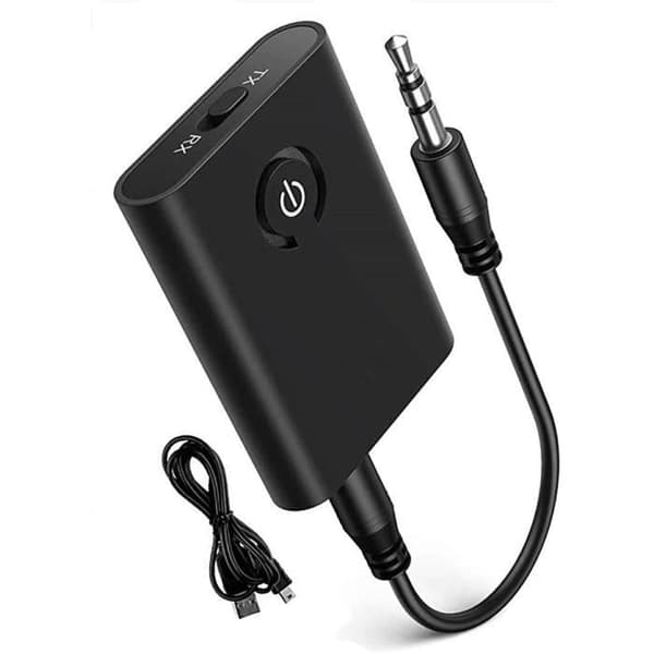 Bluetooth 5.0 adapter sender, 2-i-1 Bluetooth sender og modtager, 3,5 mm stereo output.
