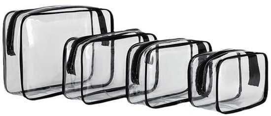 4-pack resenecessär/kosmetikväska set - Transparent