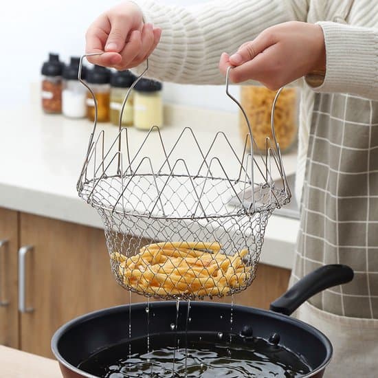 Sammenklappelig friturekurv - Holdbar og multifunktionel - 1 stk. - Rustfrit stål