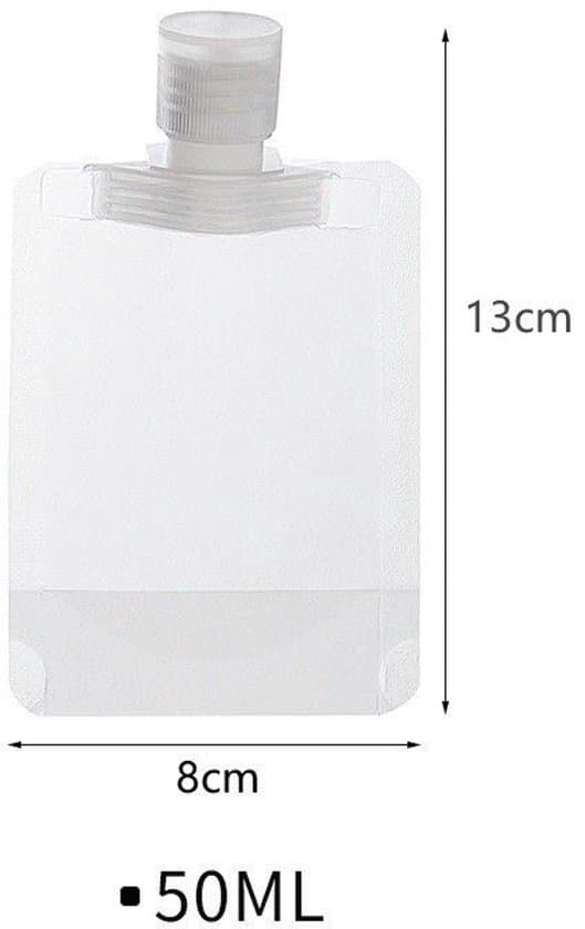 50-pack resevänliga 100 ml tomma påfyllningsbara kosmetika- och lotionpåsar