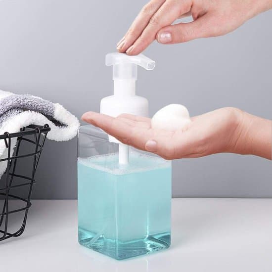 2-pack 450 ml transparenta skumtvål- och lotiondispenserflaskor i plast