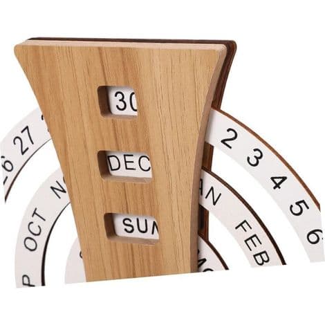 Utsökt träkalender, skrivbordsprydnad, evighetskalender i trä, dekorativ träkalender
