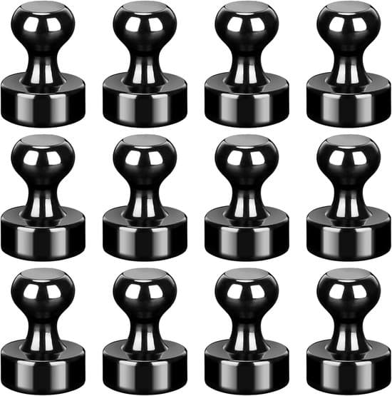 12-pack starka neodymkylskåps-/whiteboardmagneter - svart