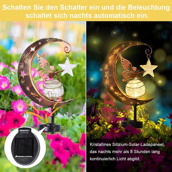 Havelys, solcellelamper, havepynt, terrassepynt, udendørs solcellelamper, fe/blomsterfe vandtætte solcellelamper