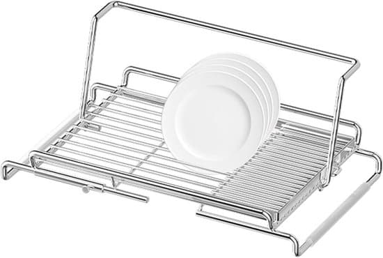 Diskställ för diskho - Kökshållare för disk - Disktorkning - Utdragbart rostfritt stål - 8D x 24W x 8H cm - Silver
