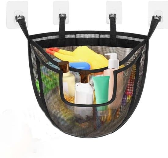 Badelegetøjsopbevaring - Babybadeorganizer - Badeværelsesoprydning - Hurtigtørrende net - 36 x 46 cm - Sort