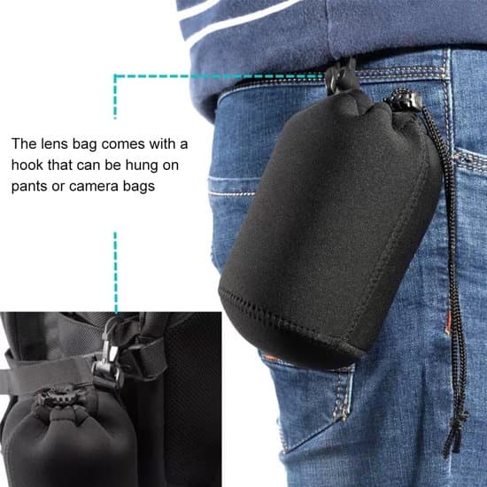 Linspåse - Kameralinsfodral - Skyddar Kamera - Vattentätt Nylonmaterial - 2-pack (ML) - Svart