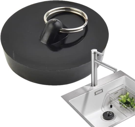 Bordpladeprop - Vaskeprop - Forhindrer lækager - Rustfri stålring - 47 cm - Sort