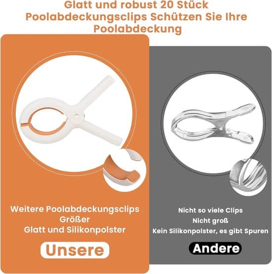 Poolclips - 20 stk., 13 cm, til overdækning og presenning