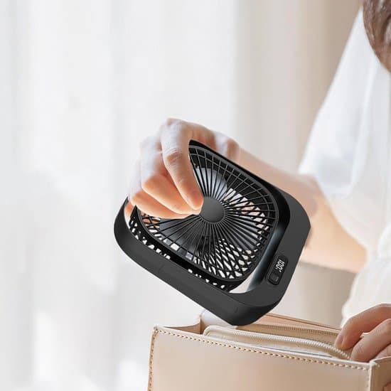 Tyst skrivbordsfläkt med USB-laddning och LED-display (vit)