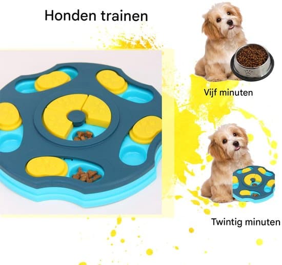 Langsom foder anti-spild kattefoder puslespilsskål, interaktiv godbidsdispenser til træning af små, mellemstore, store hunde - Pink