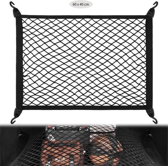 Bagagerumsnet - Justerbart elastisk net - Effektiv pladsudnyttelse - Sort - Bagageorganiseringsnet - Velegnet til SUV'er og andre køretøjer...