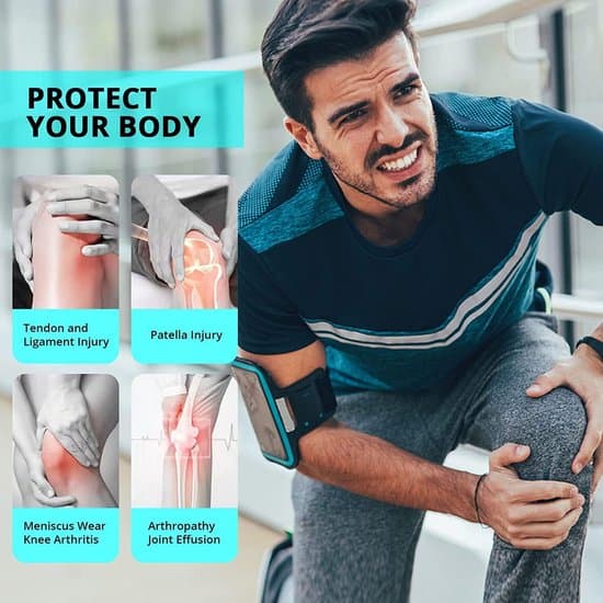 2-delat sportknäskydd, justerbart elastiskt stöd för knäskål/ligament, andningsbart, blått, 2XL.