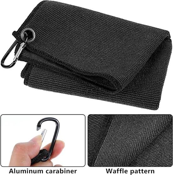 2-pack 30x30cm mikrofiber golftorkdukar med karbinhakar - svart