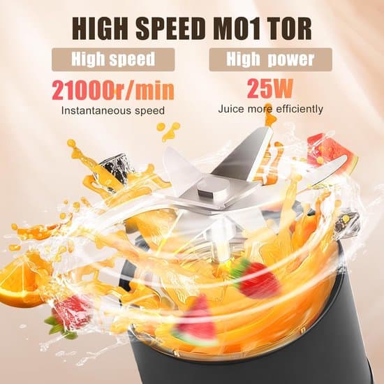 Bærbar Blender - Smoothie Maker - Lav sunde drinks - 10 knive i rustfrit stål - 380 ml - Sort
