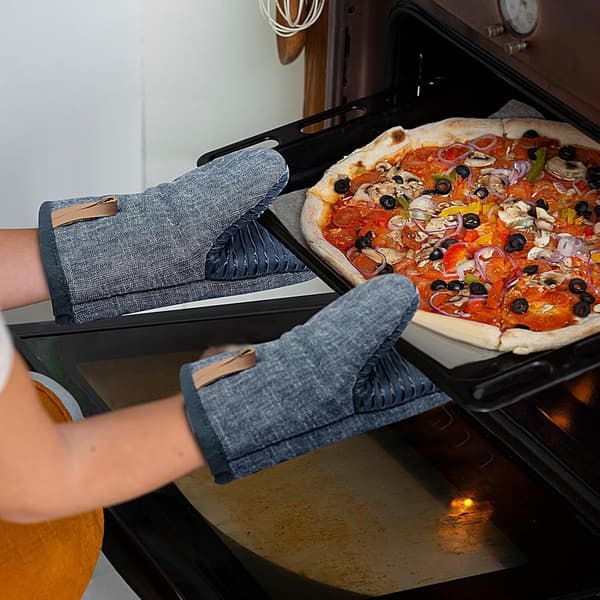 Mini värmebeständiga handskar Halkfri silikonfoder 2-pack Kök Blå