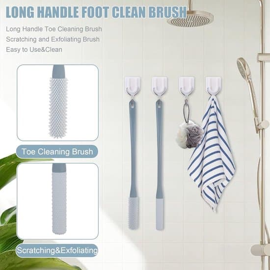40-Walking Långskaftad Silikon Tåborste Set för Äldre, 2-pack