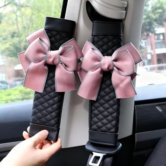 2-pack rosa fluga läder bilbälte axelkuddar