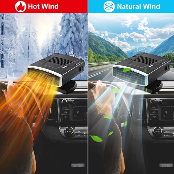 12V 200W Bilvarmer – Hurtig Afrimning, 360° Rotation, Batteritilsluttet, Vinterbiltilbehør
