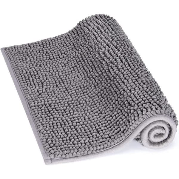 Badrumsmatta - Chenille mikrofiber - Halkfri - 60cm x 40cm - Grå