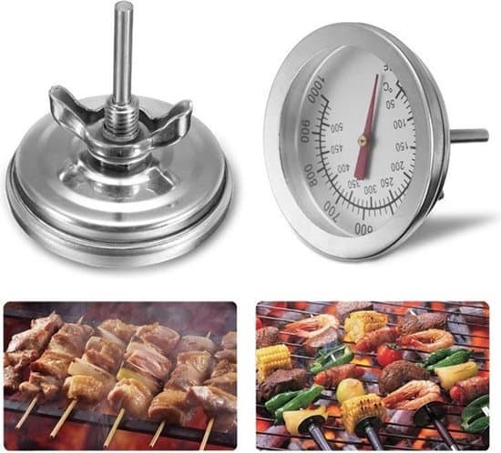 BBQ Termometer - Op til 500 grader Celsius - BBQ - BBQ Tilbehør - Analog - Velegnet til Weber og kulgrill mv.