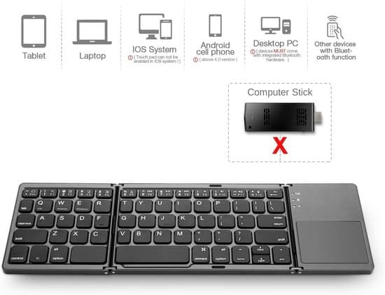Vikbart Bluetooth-tangentbord, bärbart, trådlöst mini BT-tangentbord i fickformat kompatibelt med Android, Windows, PC/surfplatta