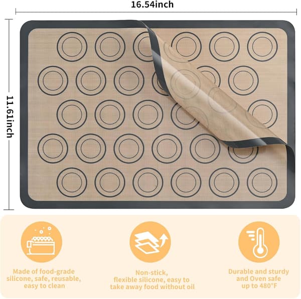 2-pak 42x29 cm Non-Stick Silikone Bage-, Ælte-, Macaron- og Ovnunderlag (Grå)
