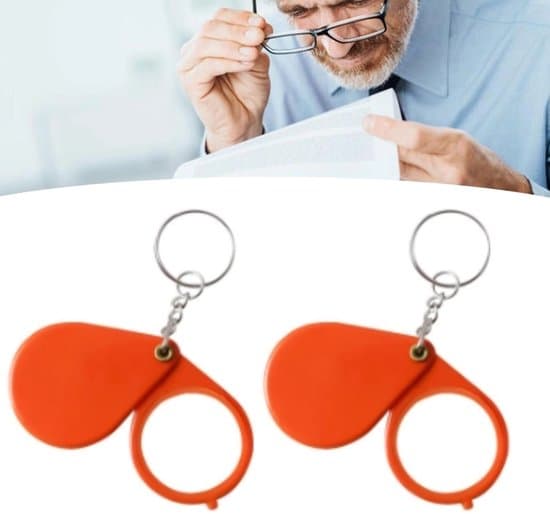 Vikbart 5 mm nyckelring diamantformat fingerrförstoringsglas - Orange